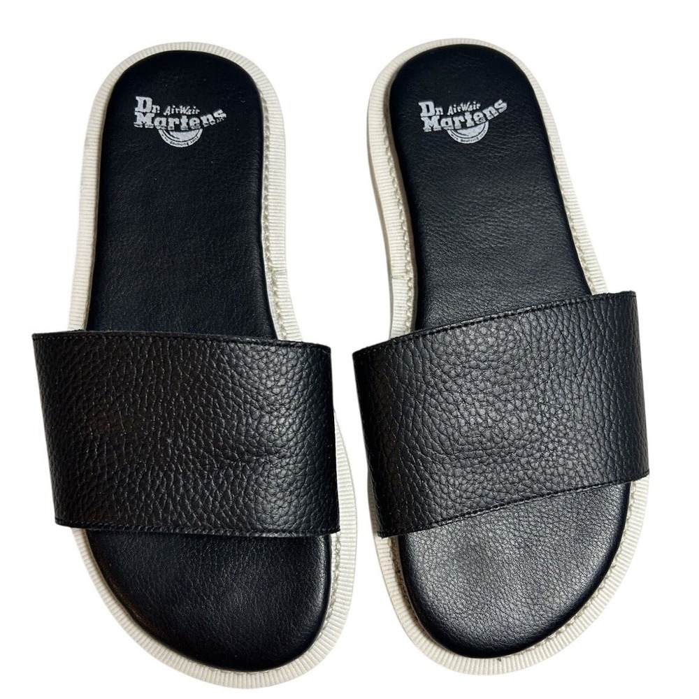 Dr Martens Cierra II Black Leather Slide Sandals Womens 6 EU 37 Gorpcore Grunge